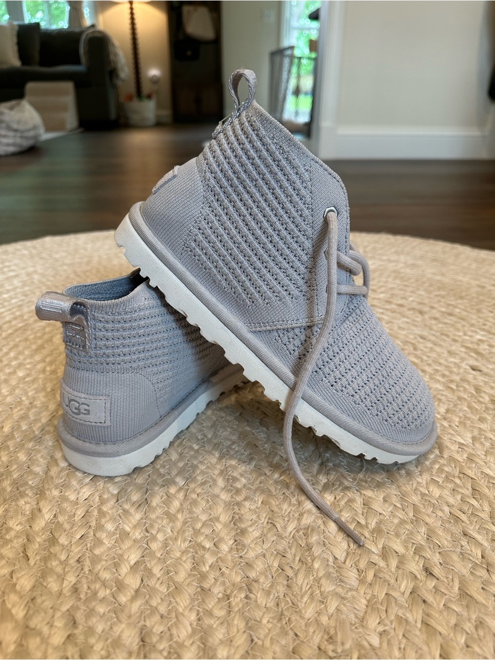 UGG Grey Knit Lace-Up Ankle Booties
